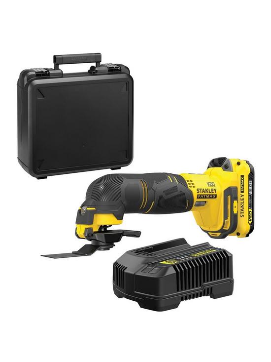 front image of stanley-fatmax-v20-18v-cordless-multi-purpose-tool-with-kit-box-sfmce500d1k-gb
