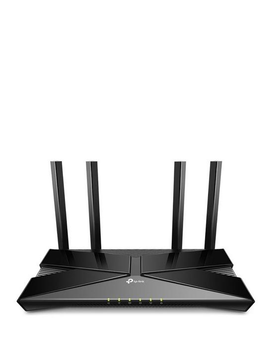 front image of tp-link-archer-ax10-ax1500-wi-fi-6-dual-band-router-wirelessnbsp4-high-gain-antennas