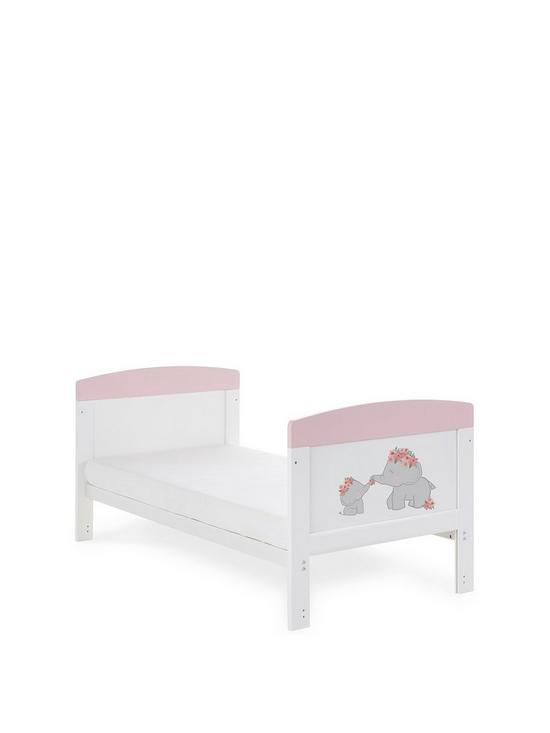 back image of obaby-grace-inspire-cot-bed-me-amp-mini-me-elephants-pink