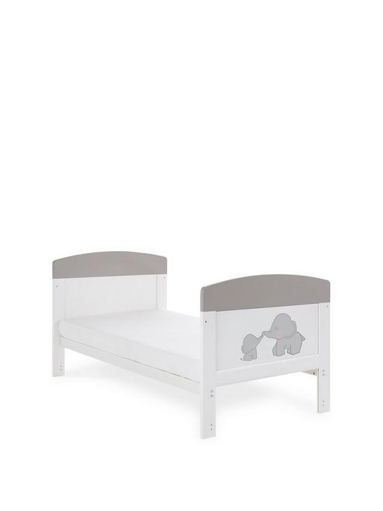 back image of obaby-grace-inspire-cot-bed-me-amp-mini-me-elephants-grey