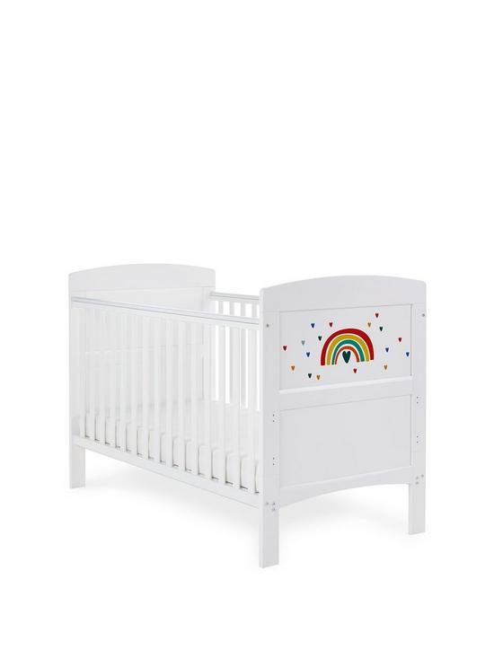 front image of obaby-grace-inspire-cot-bed-rainbow-multicolour