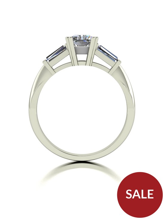 stillFront image of moissanite-9ct-white-gold-170ct-eq-radiant-cut-solitaire-ring-with-tapered-baguette-shoulders