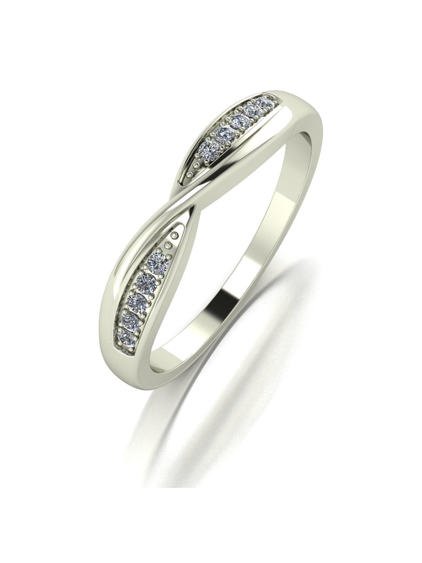 undefined 9ct White Gold 0.10ct Shaped Wedding Band