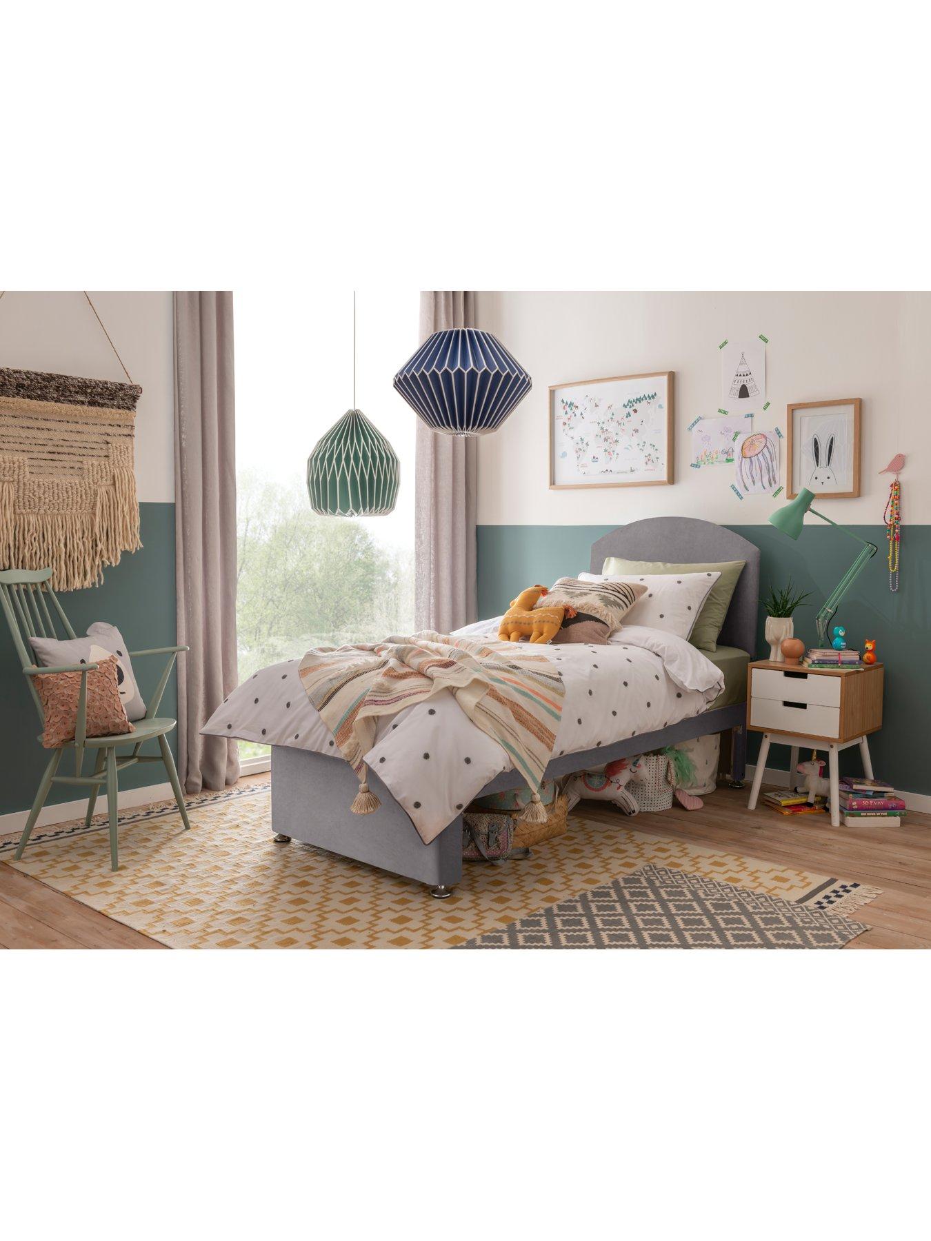 Kids 600 Pocket Maxi Store Velvet Divan Bed Set Headboard included