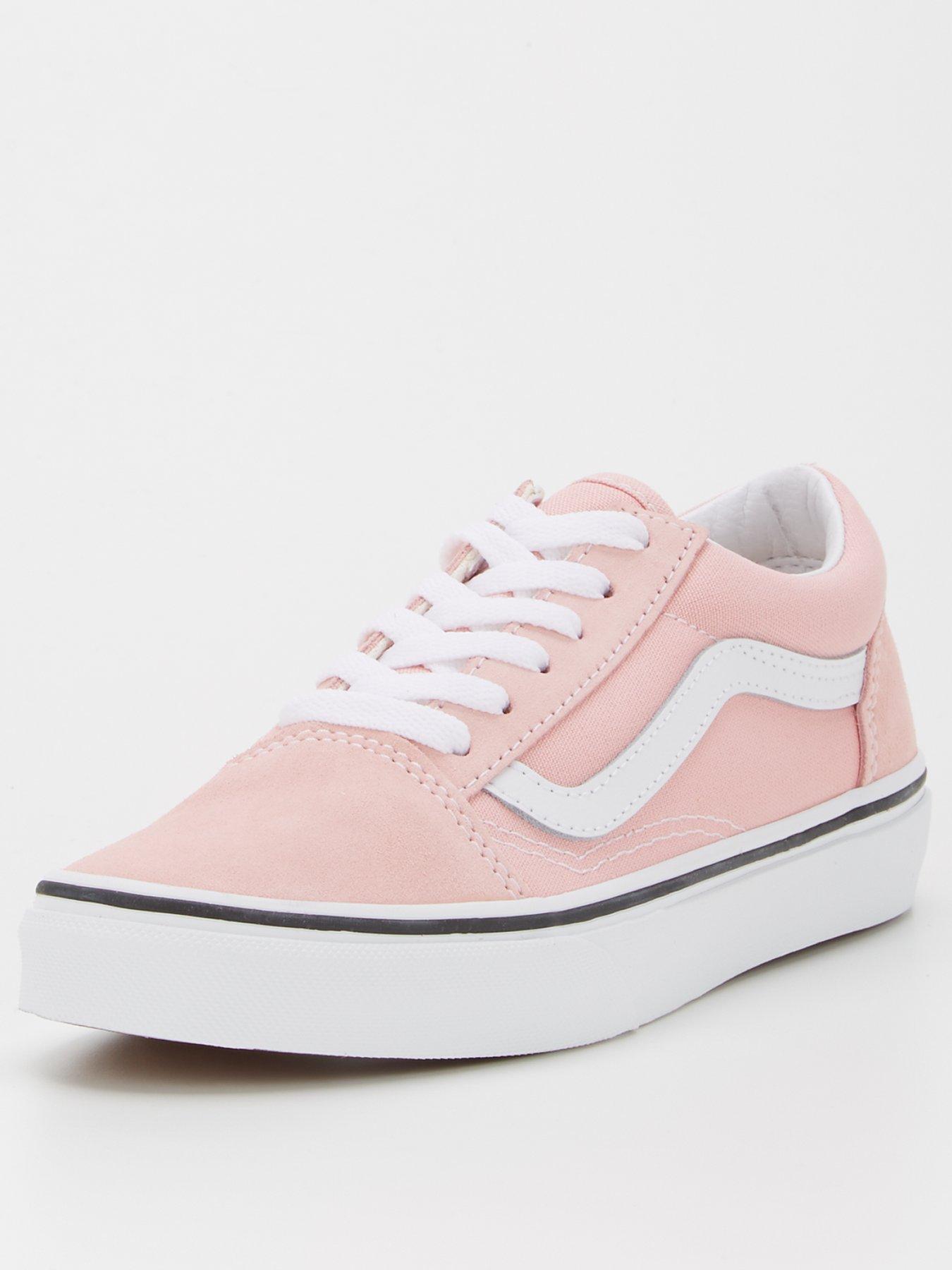 Hot pink store and white vans