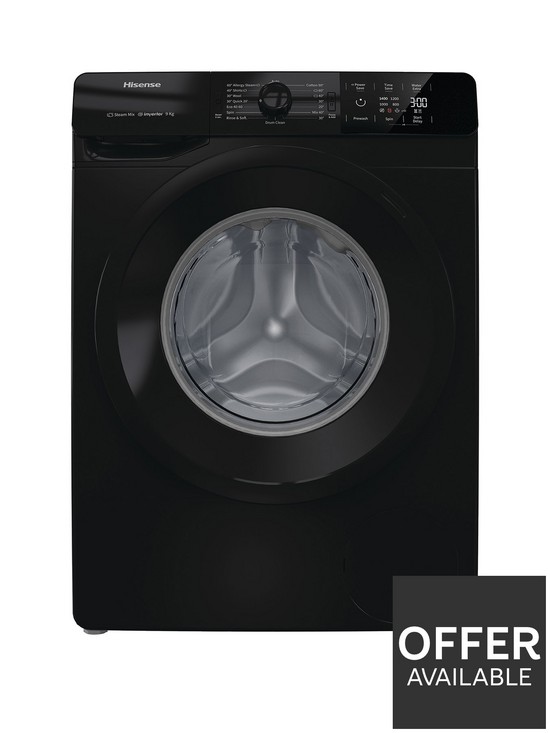 front image of hisense-wfge90141vmb-9kg-load-1400-spin-washing-machinenbsp--black