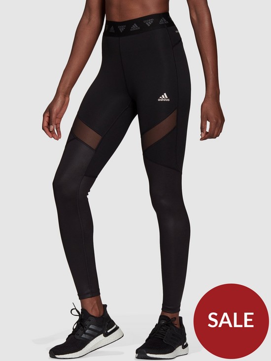 front image of adidas-hyperglamnbspbadge-of-sport-leggings-black