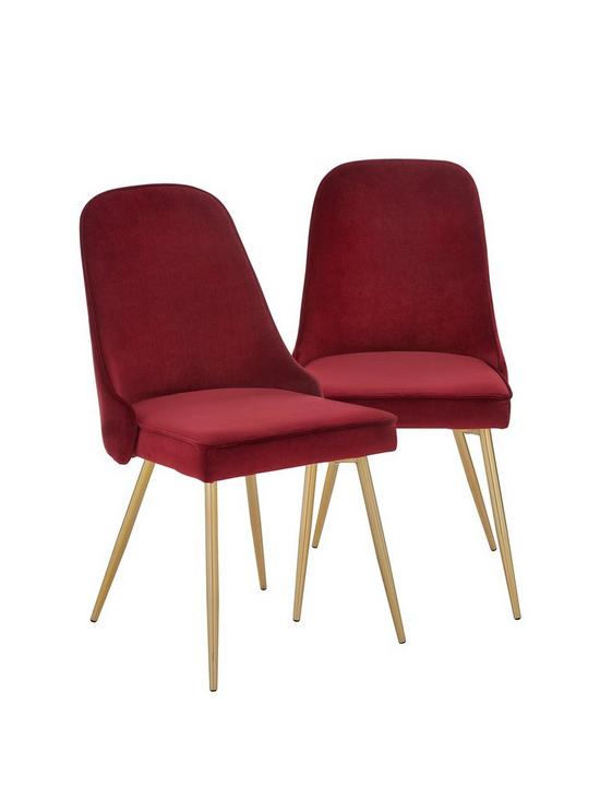 front image of pair-of-ivy-velvet-dining-chairs-claretbrass