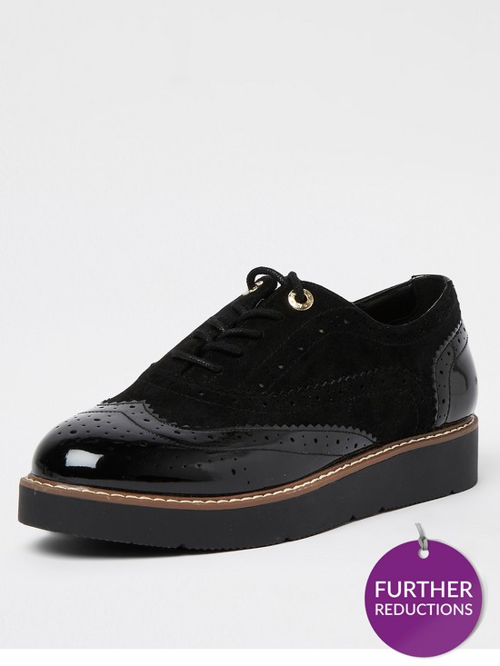 front image of river-island-lace-up-brogue-black