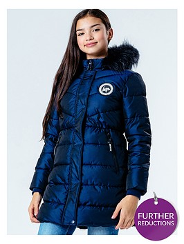 hype-girls-fitted-padded-coat-navy