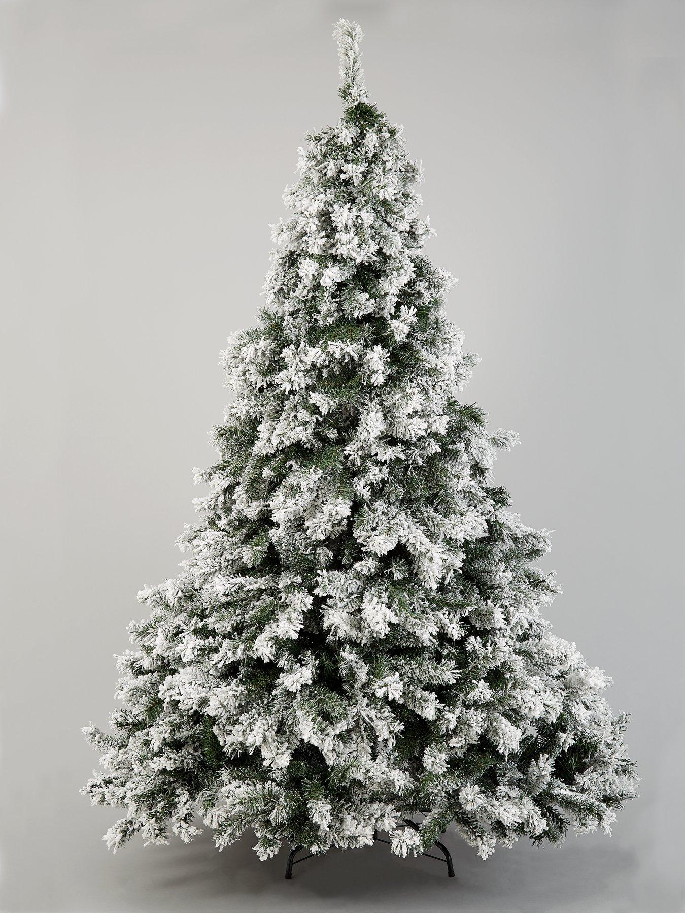 8ft Flocked PreLit Downswept Pine Christmas Tree