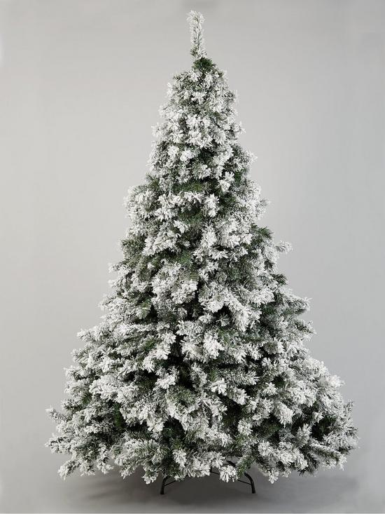stillFront image of very-home-8ft-flocked-pre-lit-downswept-pine-christmas-tree