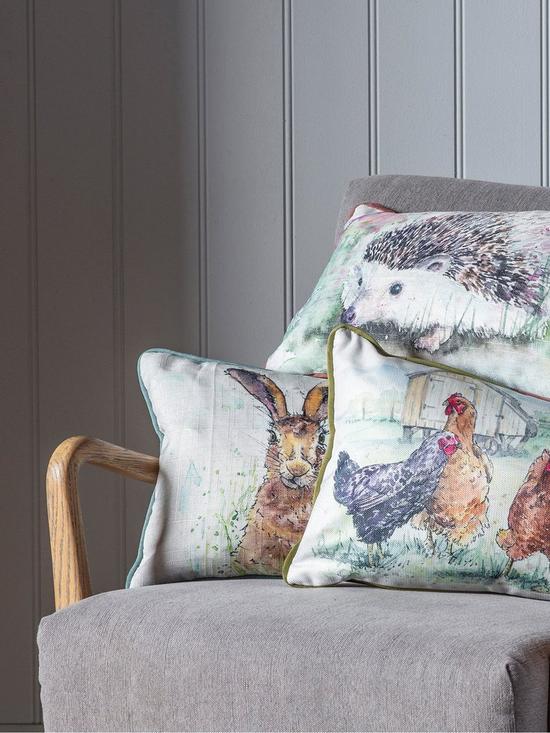 stillFront image of kilburn-scott-hare-watercolour-cushion