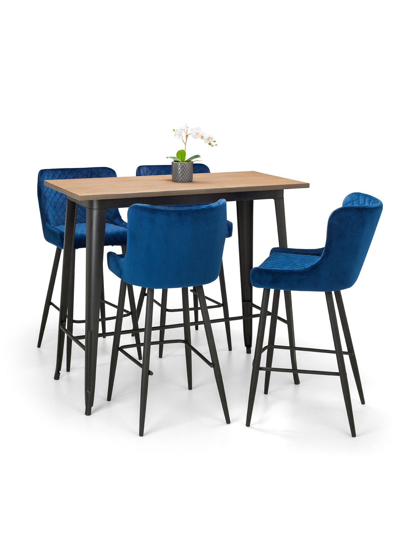  image of julian-bowen-luxe-velvet-bar-stool-blue