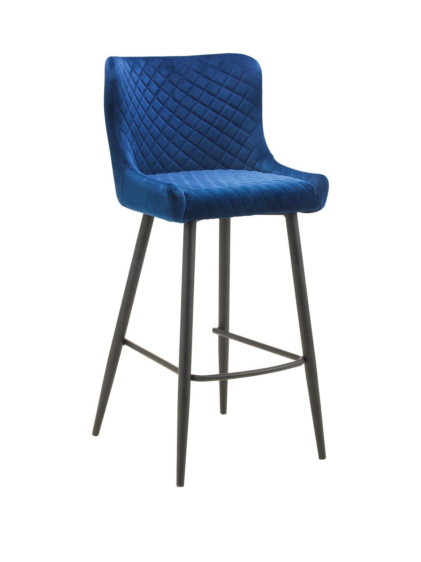  image of julian-bowen-luxe-velvet-bar-stool-blue