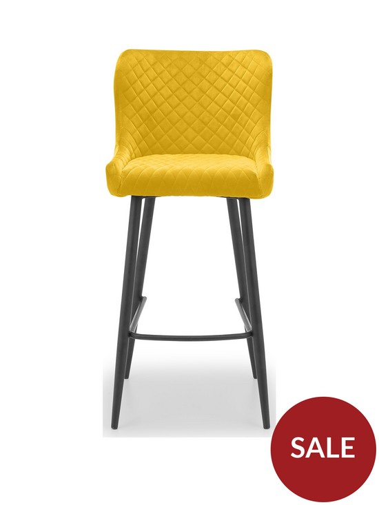 front image of julian-bowen-luxe-velvet-bar-stool-mustard