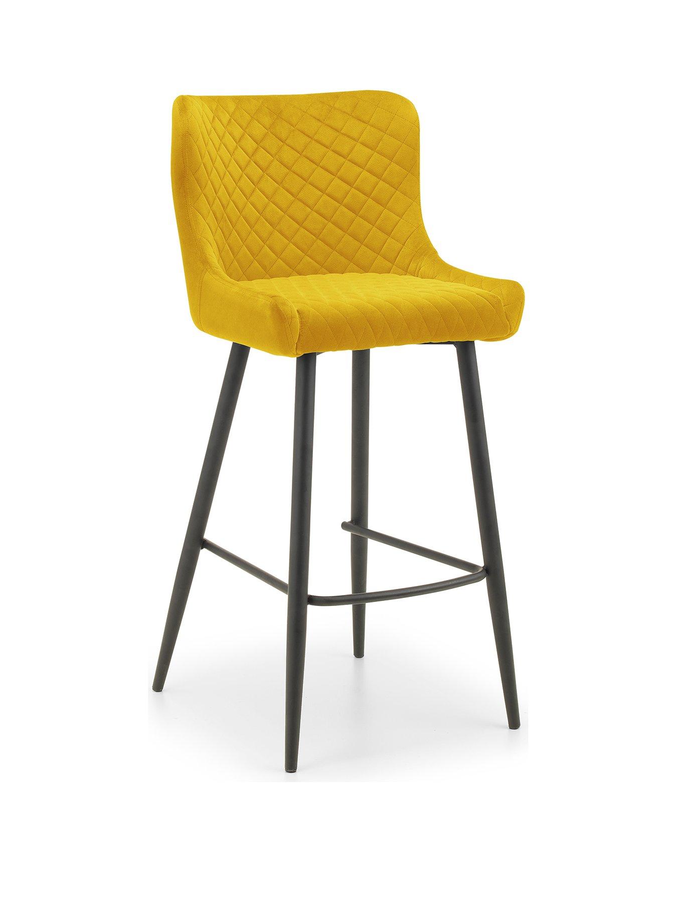  image of julian-bowen-luxe-velvet-bar-stool-mustard