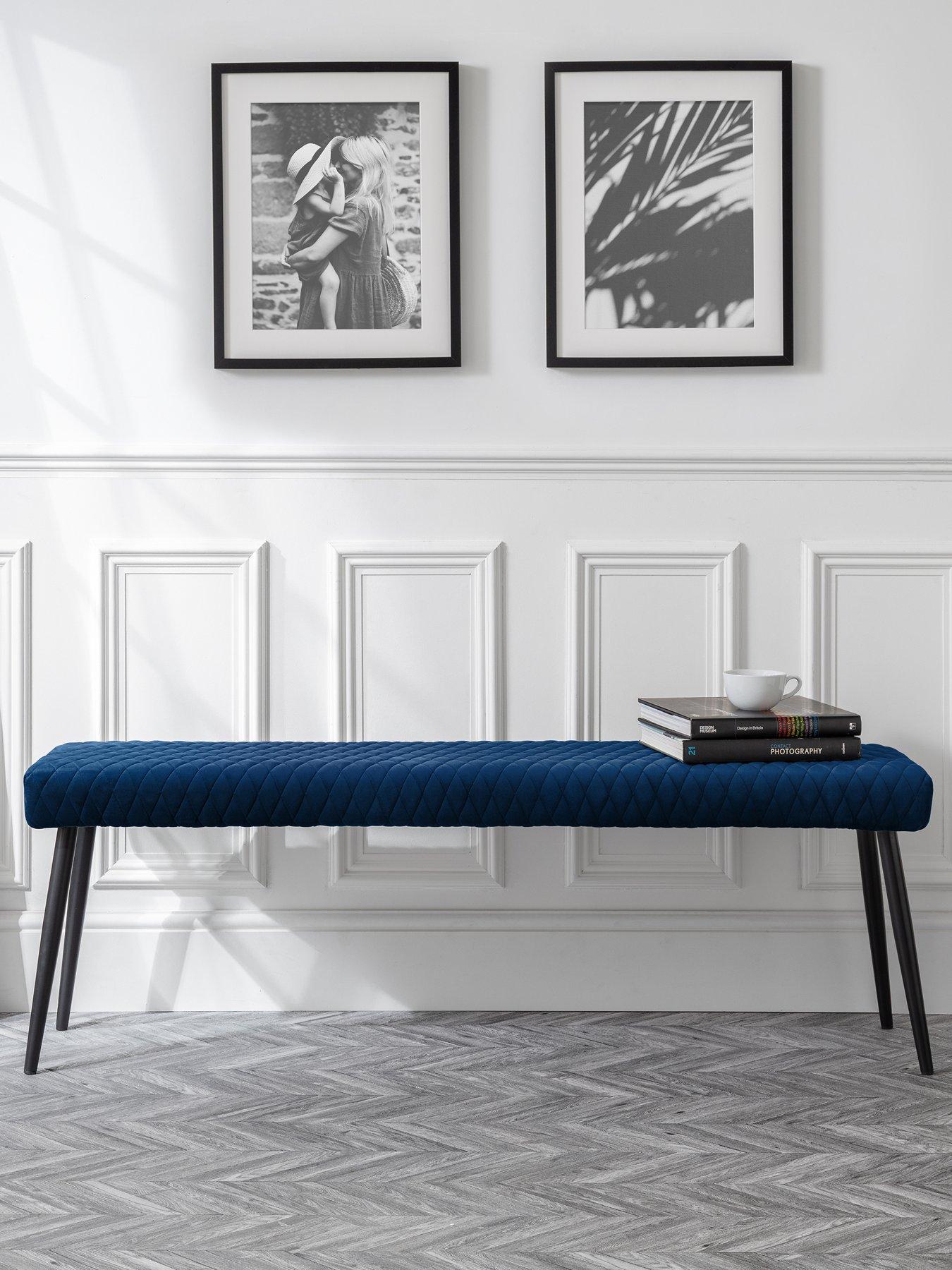 Julian Bowen Luxe Velvet Low Bench - Blue