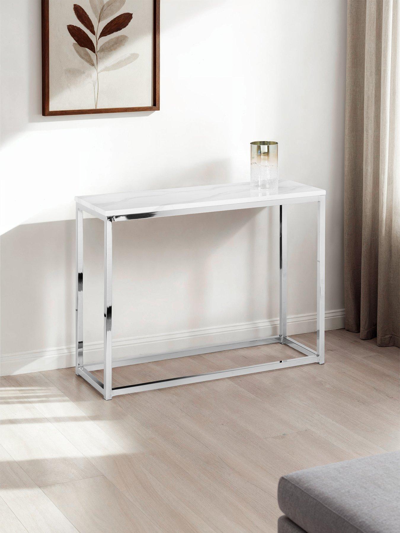 undefined Scala White Marble Console Table - White