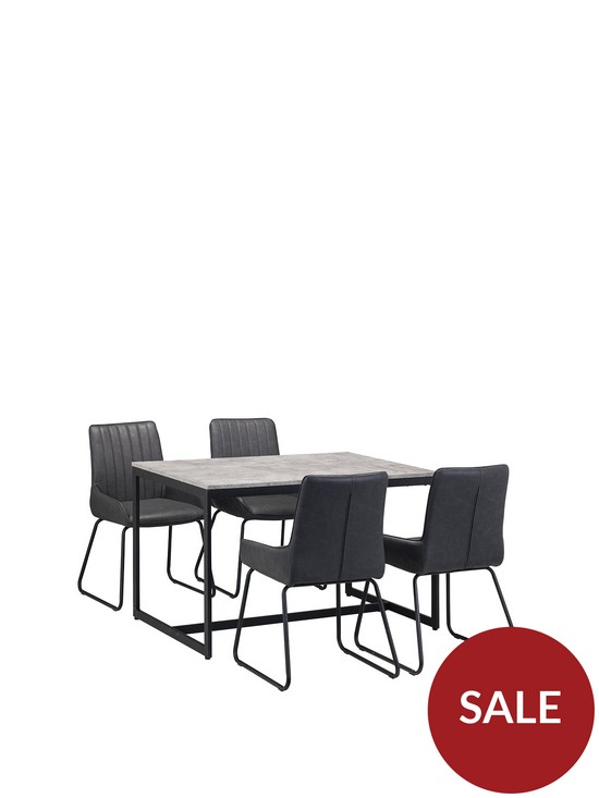 front image of julian-bowen-staten-dining-table-with-4-soho-chairs
