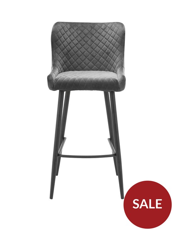 front image of julian-bowen-luxe-velvet-bar-stool-grey