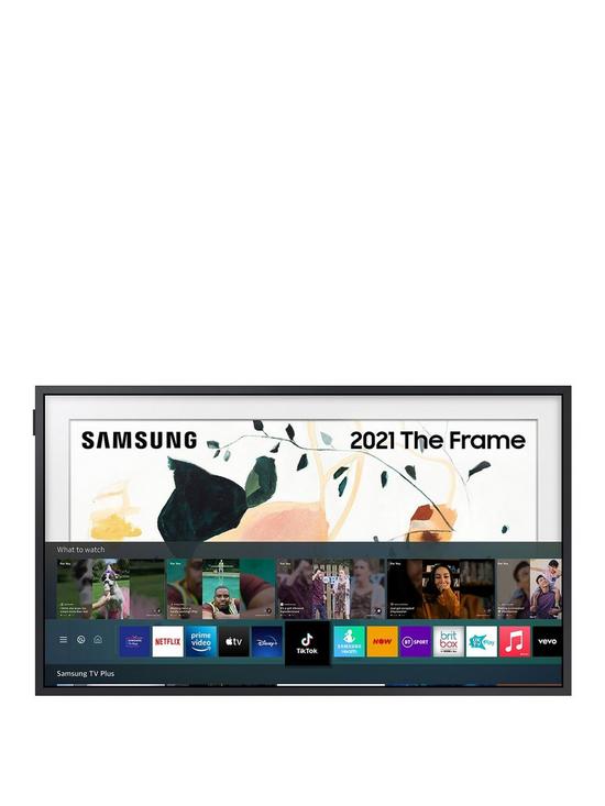 front image of samsung-2021-55-the-frame-art-mode-qled-4k-hdr-smart-tv-black