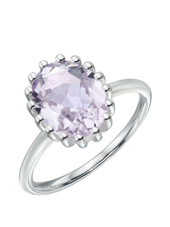 front image of the-love-silver-collection-sterling-silver-pink-amethyst-ring
