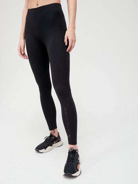 front image of only-play-jersey-leggings-black