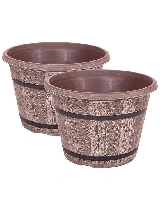 front image of pair-of-cask-driftwood-effect-planter-16