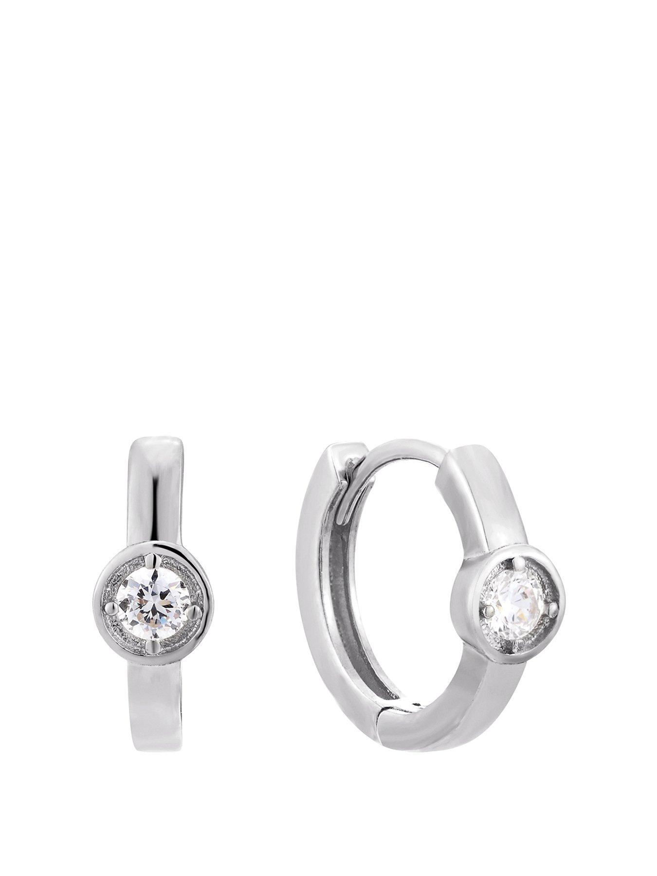 undefined Sterling Silver CZ Huggies