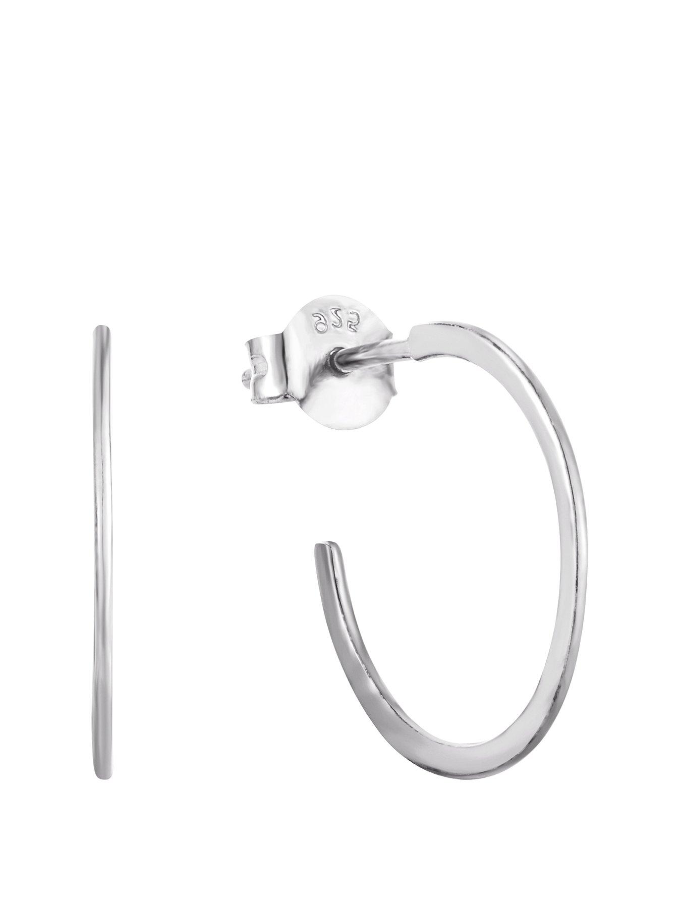 The Love Collection Sterling Silver Classic Half Hoops Studs