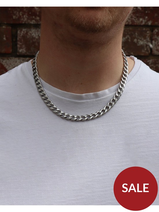 stillFront image of mens-20-flat-curb-9mm-steel-chain-necklace