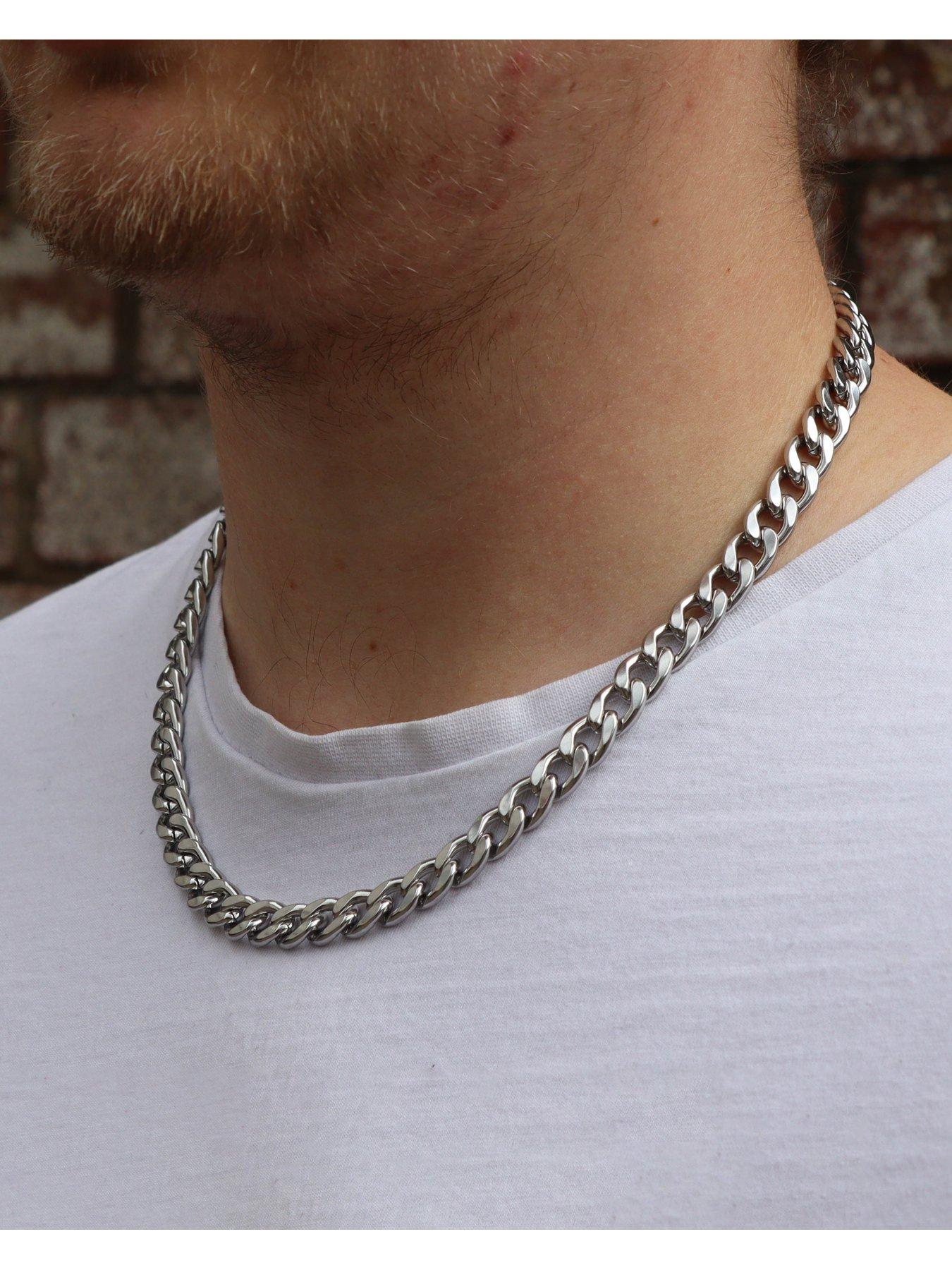 image of the-love-collection-mens-20-flat-curb-9mm-steel-chain-necklace