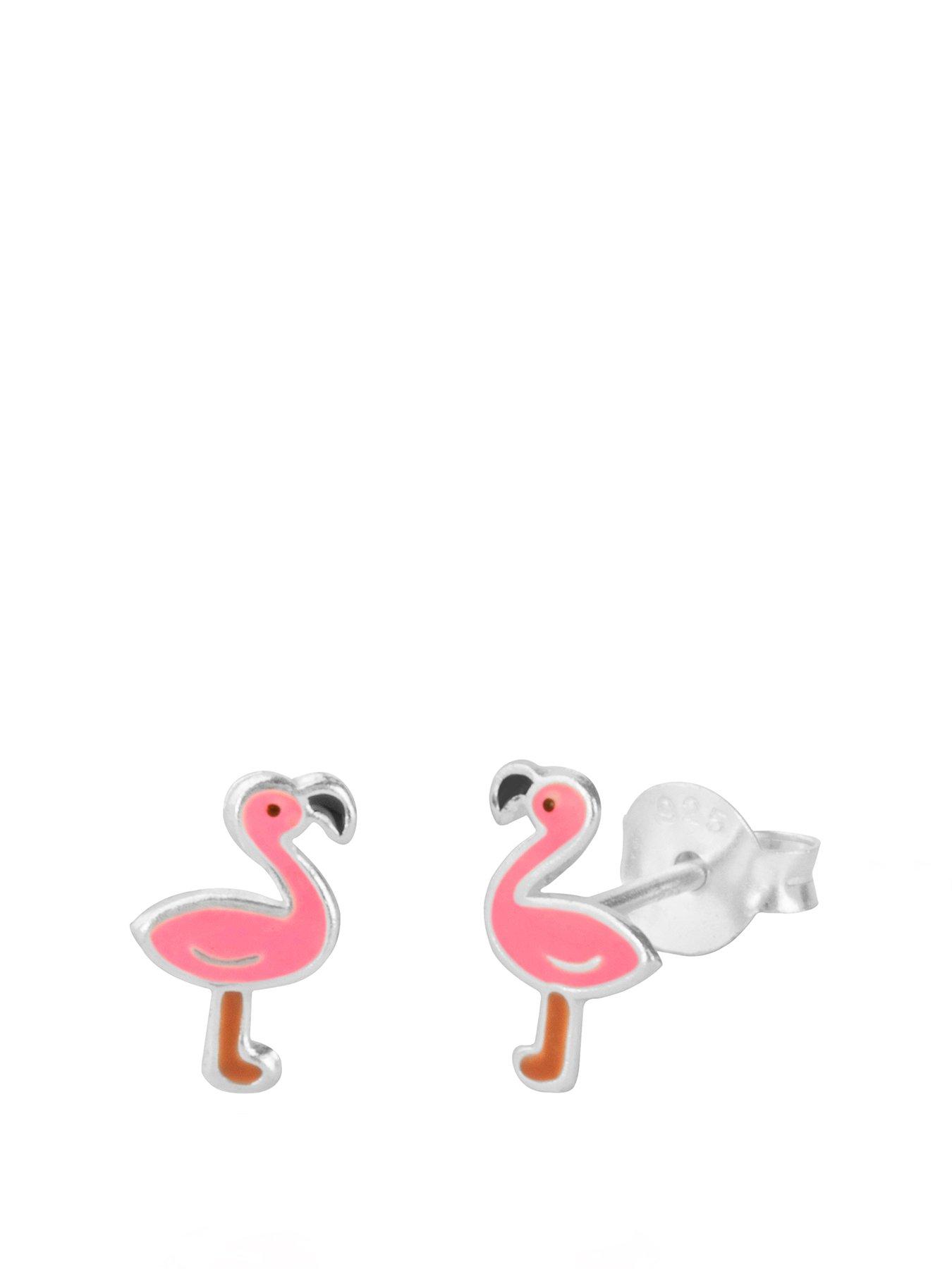 the-love-collection-sterling-silver-enamel-flamingo-studs