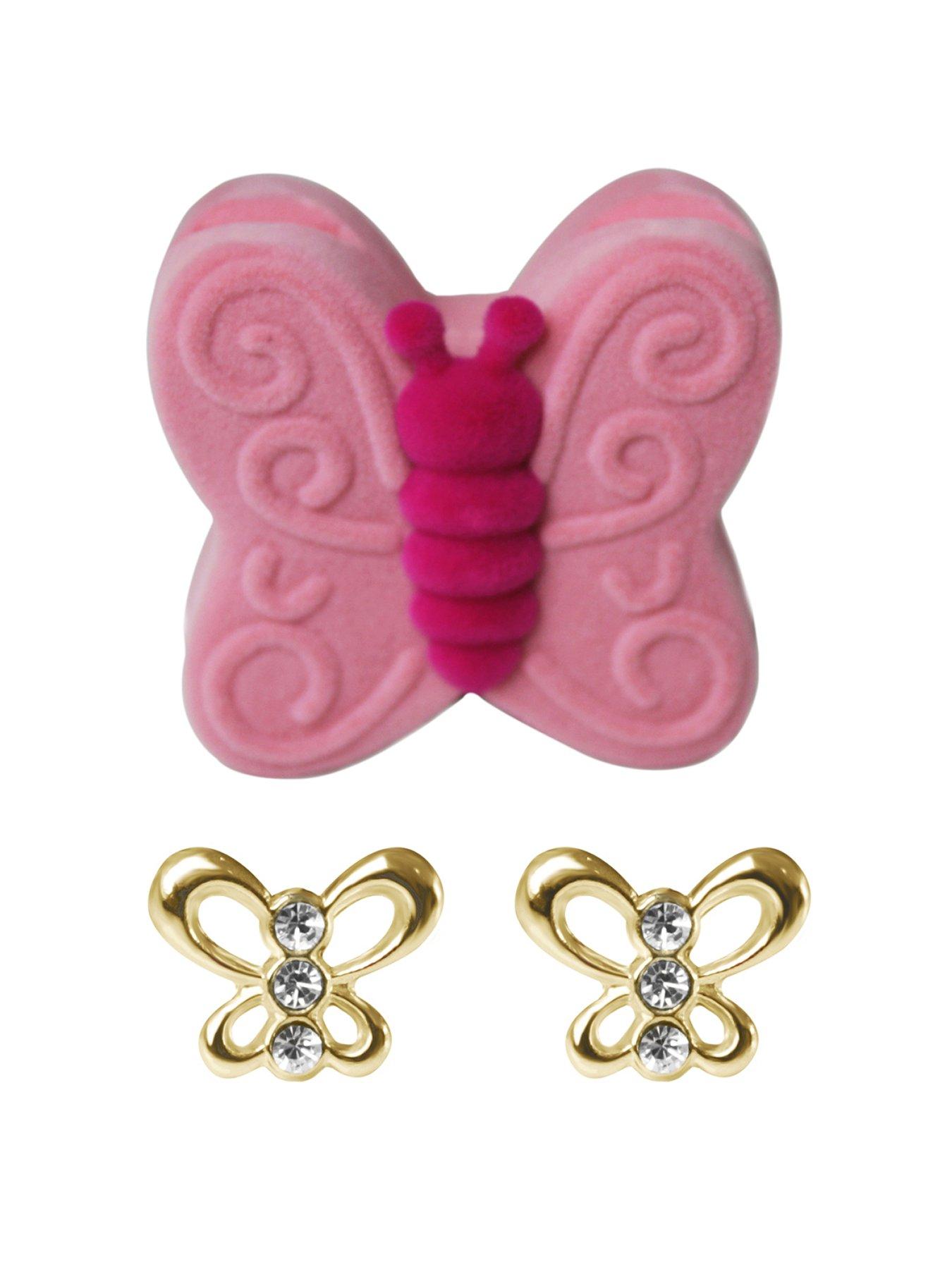 The Love Collection 9ct Butterfly Crystal Stud Earrings With Gift Box