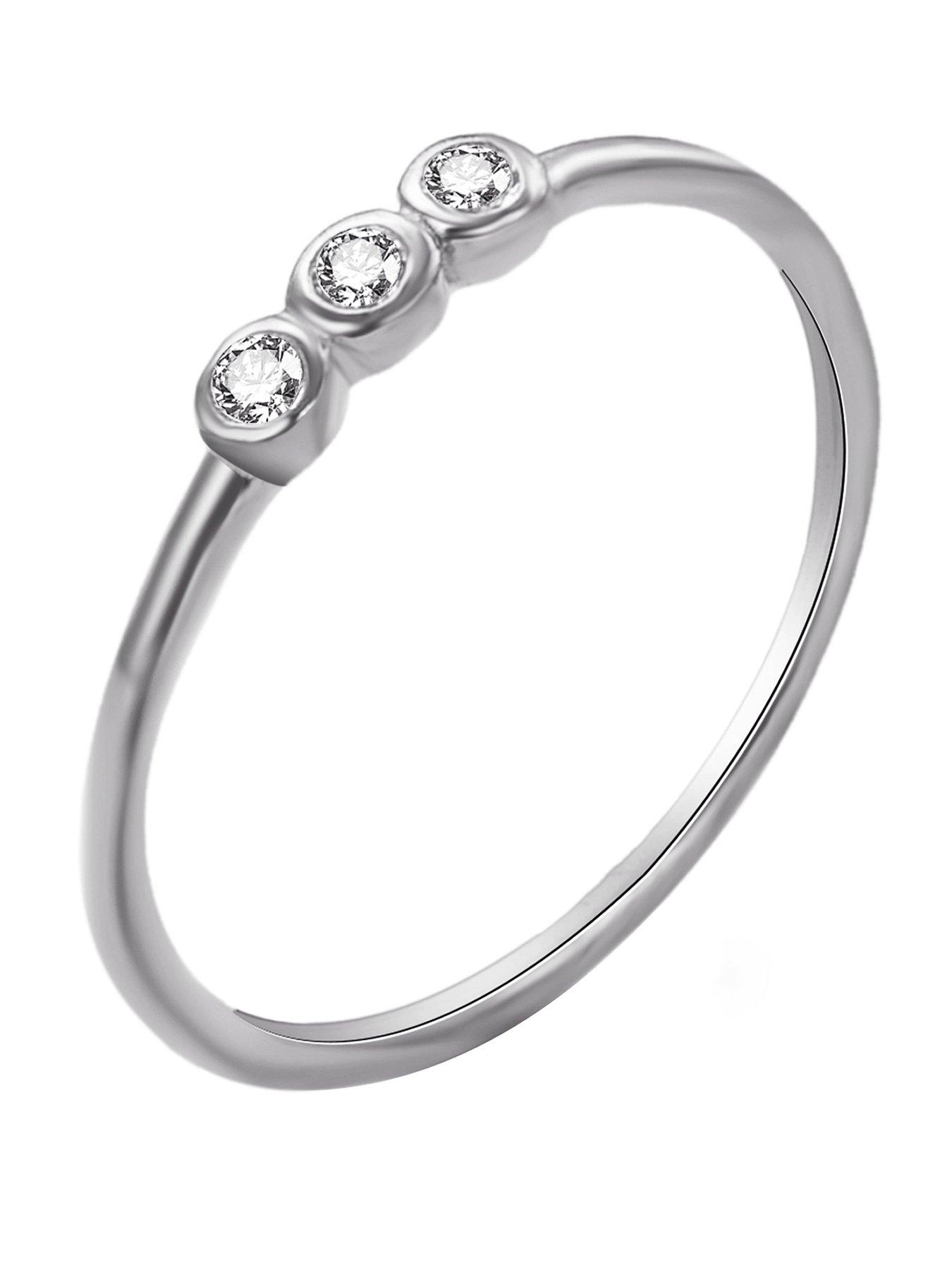 The Love Collection Sterling Silver Trio Bezel CZ Ring