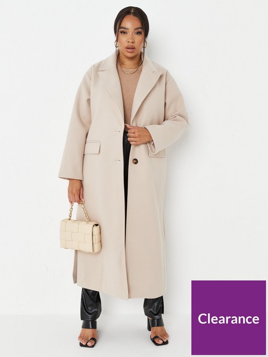front image of missguided-plus-side-split-formal-midaxi-coat