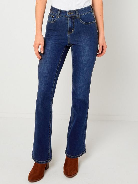 front image of joe-browns-western-bootcut-jeans-mid-blue-denim
