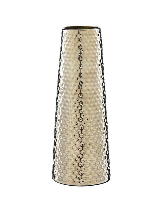 front image of tall-hammered-silver-vase