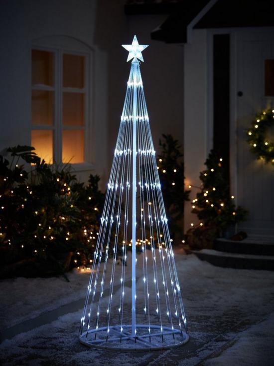 front image of 6ft-white-waterfall-led-outdoor-christmas-tree-light