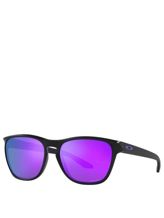 front image of oakley-manorburn-square-sunglasses-black