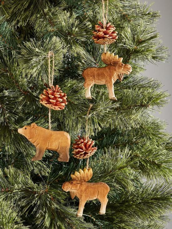 front image of set-of-3-moose-and-bear-hanging-christmas-tree-decorations