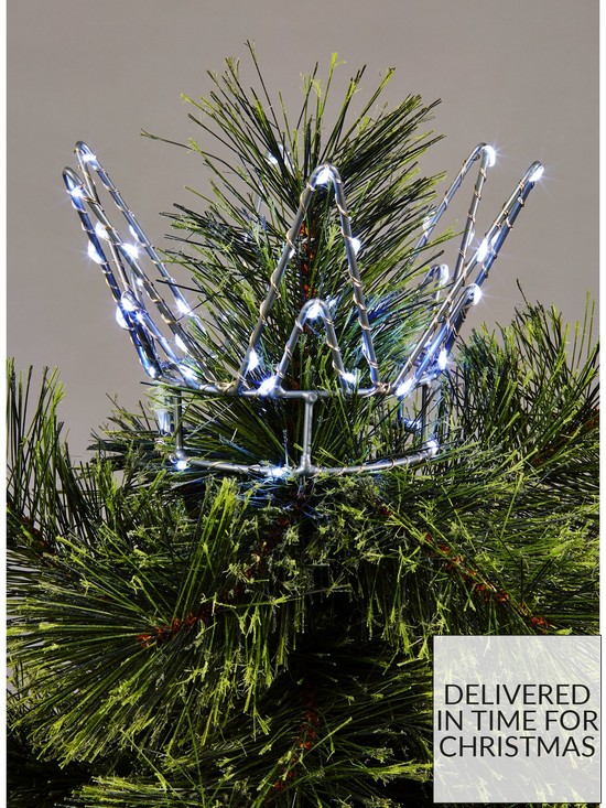 front image of very-home-led-crown-christmas-tree-topper-light-silver