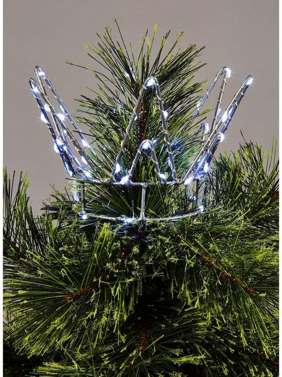 front image of led-crown-christmas-tree-topper-light-silver