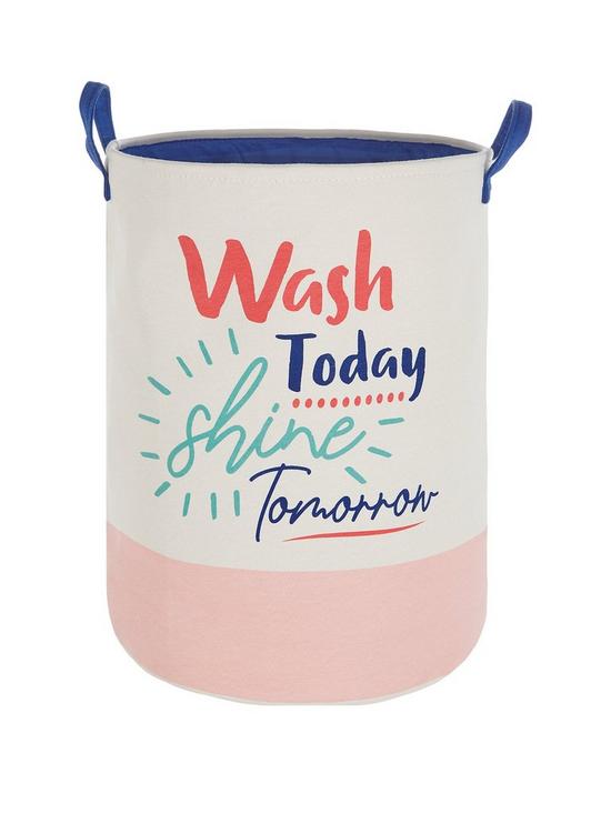 front image of wash-today-shine-tomorrow-laundry-basket
