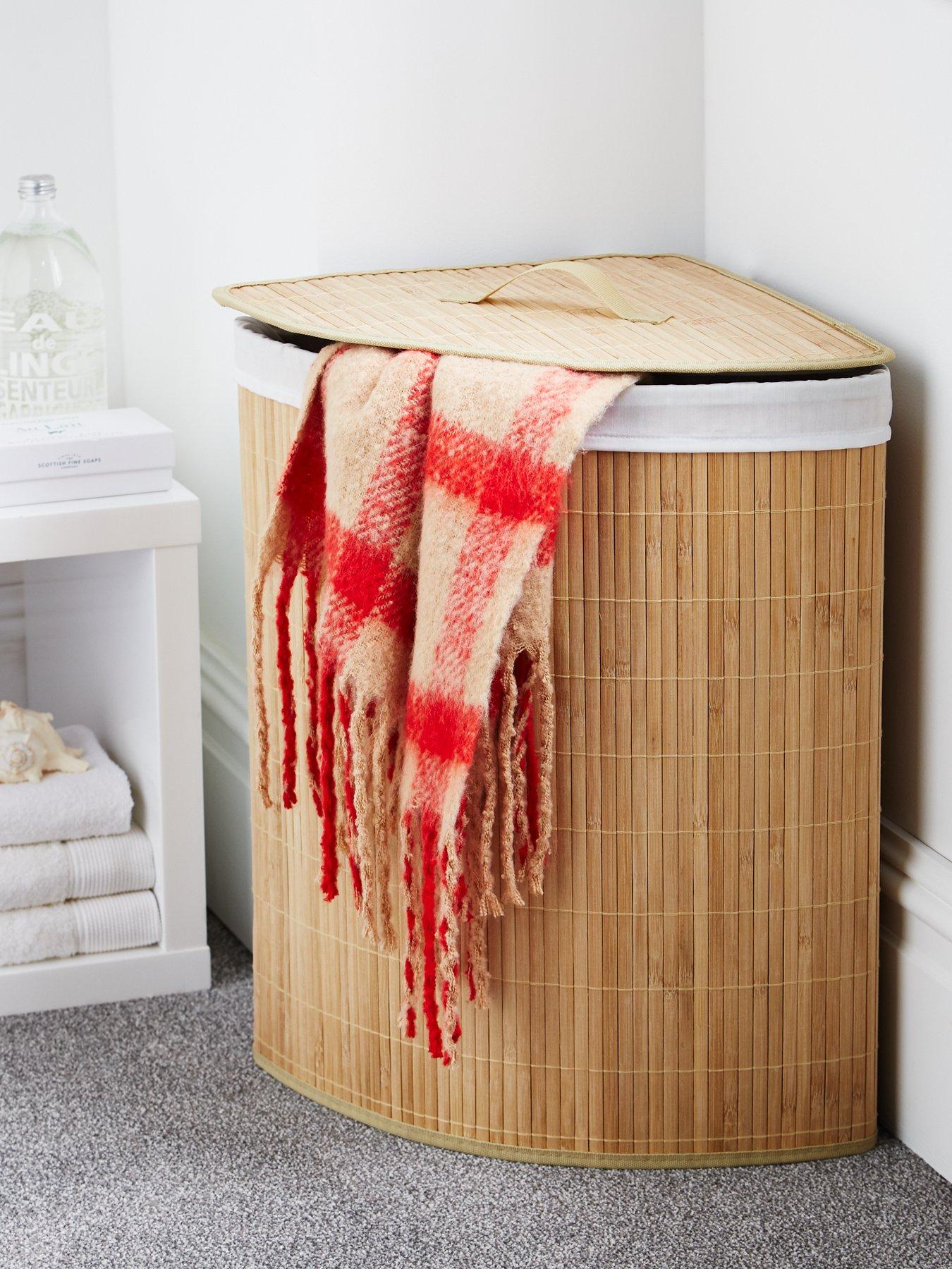  image of the-very-collection-bamboo-corner-laundry-hamper