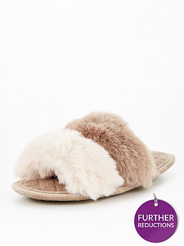v-by-very-twin-strap-faux-fur-slider-slipper-mink