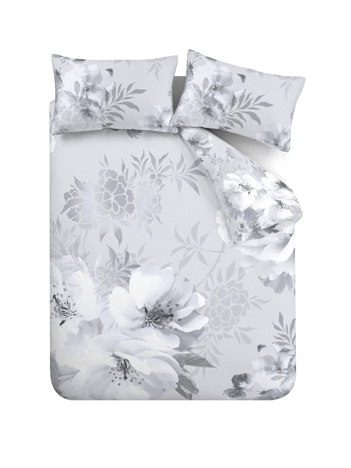 Catherine Lansfield Dramatic Floral Duvet Cover Set Grey
