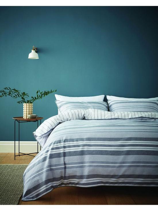 front image of content-by-terence-conran-kingston-stripe-duvet-cover-set-grey