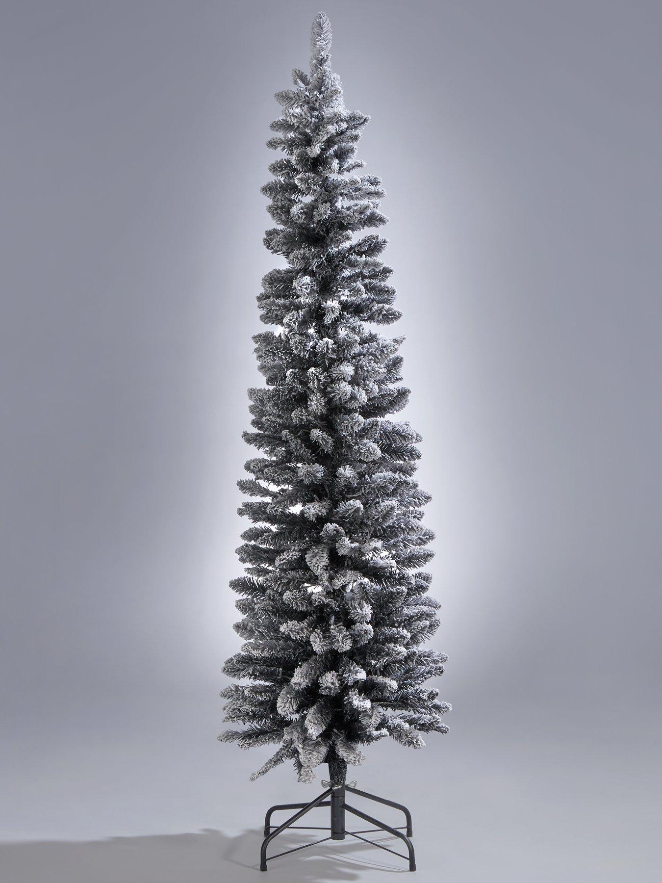Very Home 6ft PreLit Flocked Pencil Christmas Tree in Black